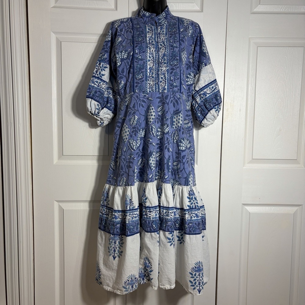 Blue Floral Tiered Maxi Dress